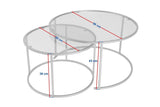 Modern Round Coffee Table Set of 2 Uru Black - Grey Glass - 80/60 cm 