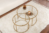 Modern Round Coffee Table Set of 2 Uru Gold - Transparent Glass - 80/60 cm 