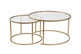 Modern Round Coffee Table Set of 2 Uru Gold - Transparent Glass - 80/60 cm 