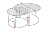 Modern Round Coffee Table Set of 2 Uru Gold - Transparent Glass - 80/60 cm 
