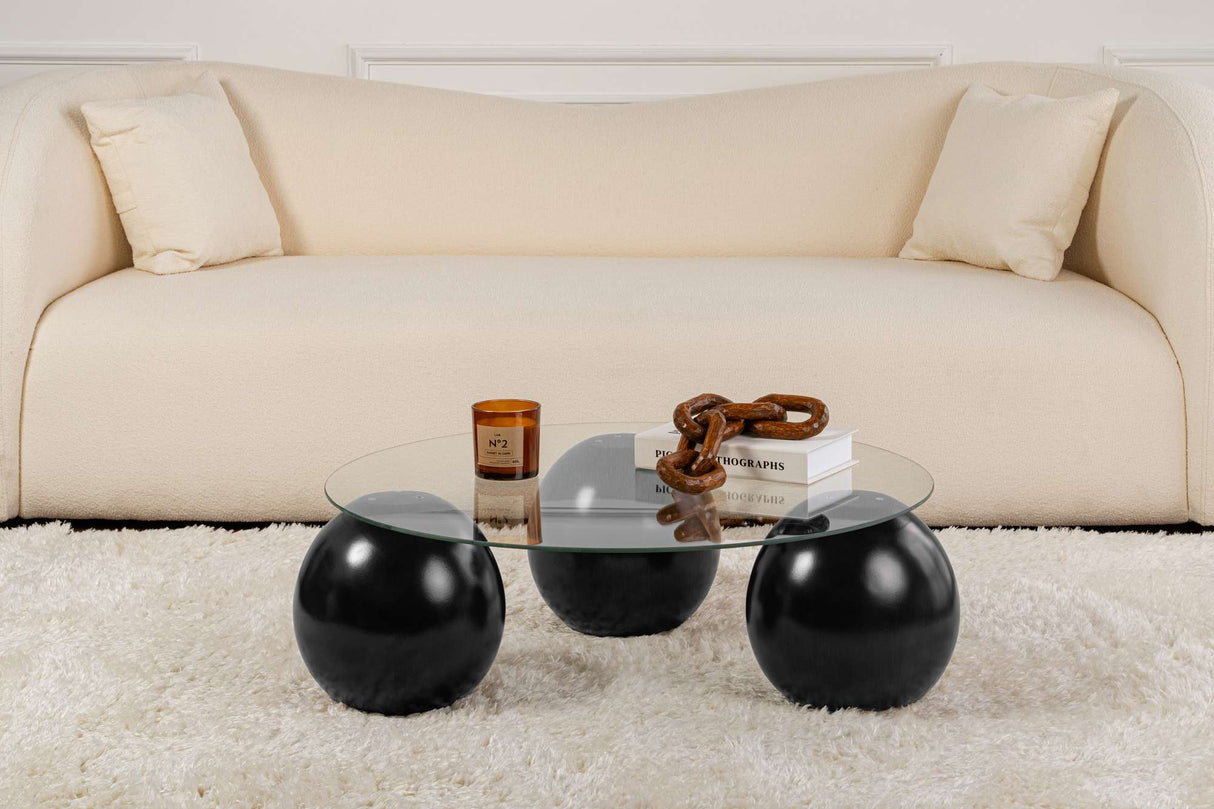 Miro coffee table black and transparent 85x85 cm tempered glass Black Transparent Tempered glass 