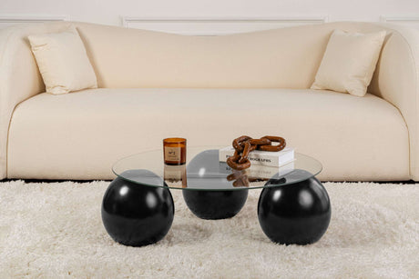 Miro coffee table black and transparent 85x85 cm tempered glass Black Transparent Tempered glass 