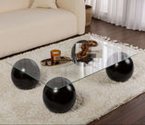 Coffee table Sera black transparent tempered glass 110x75x30 cm Black Transparent Tempered glass 