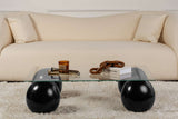 Coffee table Sera black transparent tempered glass 110x75x30 cm Black Transparent Tempered glass 