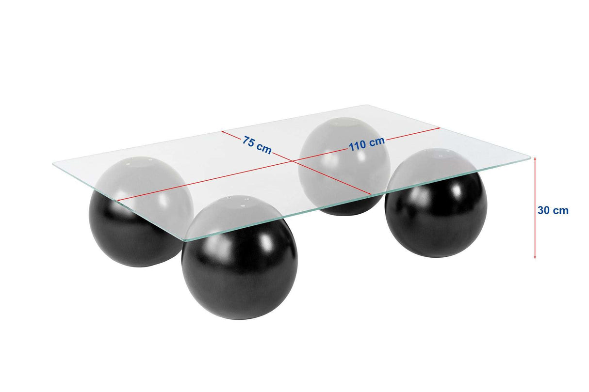Coffee table Sera black transparent tempered glass 110x75x30 cm Black Transparent Tempered glass 