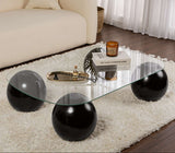 Evara Coffee Table 118x75x30 cm black and transparent glass Black Transparent Tempered glass 
