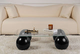 Evara Coffee Table 118x75x30 cm black and transparent glass Black Transparent Tempered glass 