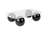 Evara Coffee Table 118x75x30 cm black and transparent glass Black Transparent Tempered glass 