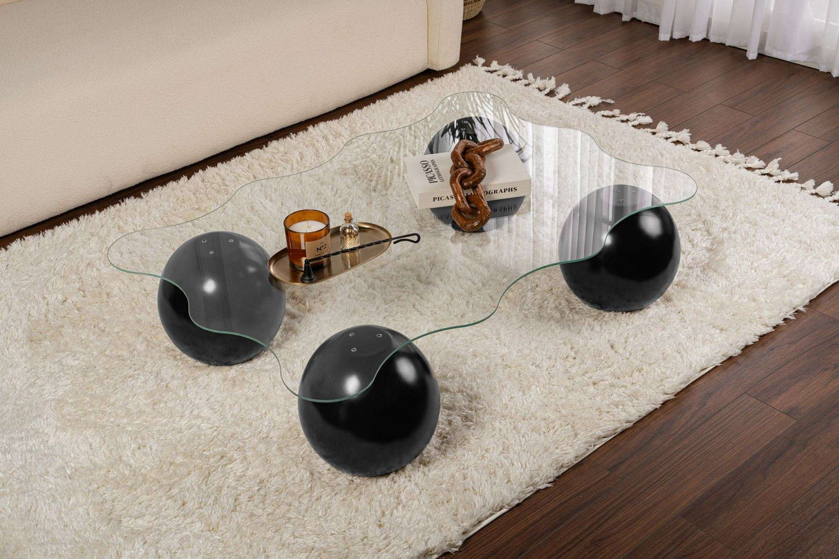 Noxa coffee table black transparent 120x80 cm Black Transparent Tempered glass 