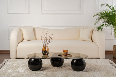 Living room table Sphere Tempered glass Black Bronze 120x70x30 cm Black Bronze Tempered glass 