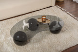 Living room table Sphere 120x70x30 cm Black Gray Tempered glass 