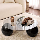 Coffee table Miro Tempered glass Black Gray 85x85 cm Black Gray Tempered glass 