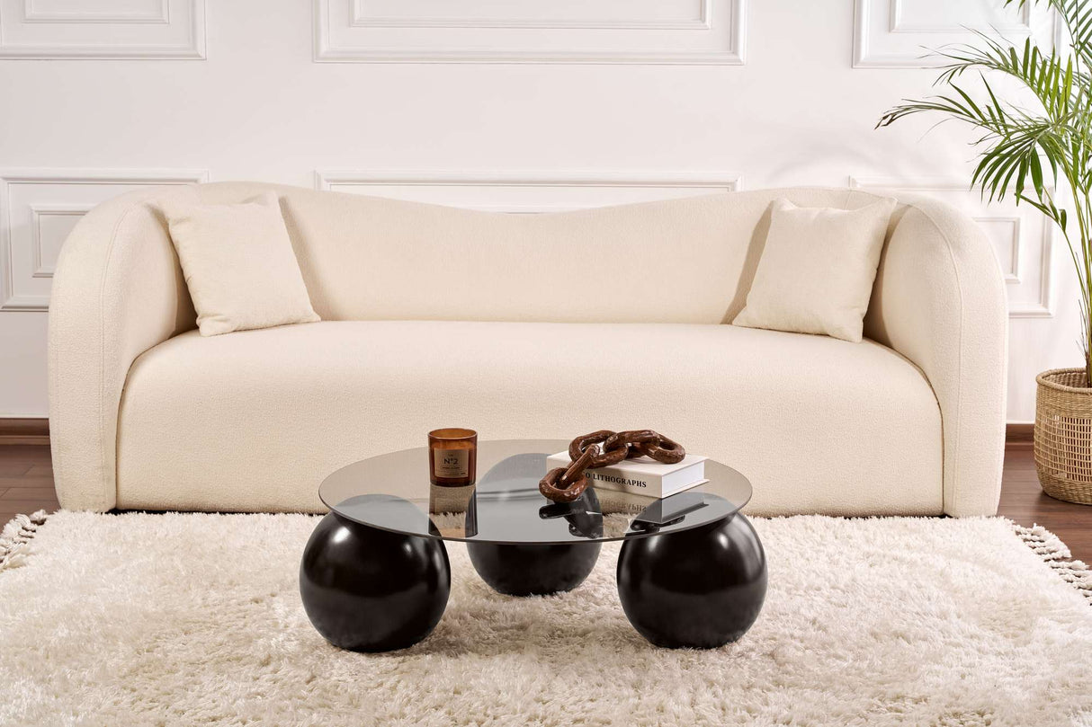 Coffee table Miro Tempered glass Black Gray 85x85 cm Black Gray Tempered glass 