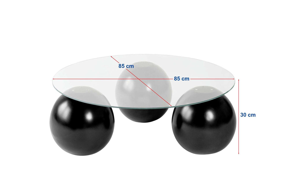 Coffee table Miro Tempered glass Black Gray 85x85 cm Black Gray Tempered glass 