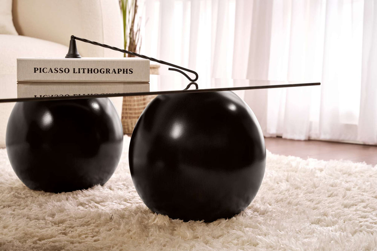 Sera coffee table with tempered glass 110x75x30 cm black bronze Black Bronze Tempered glass 