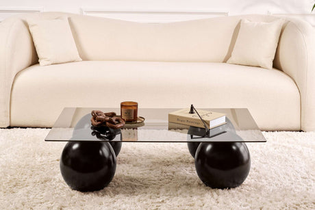 Sera Coffee Table Black and Gray Tempered Glass 110x75 cm 