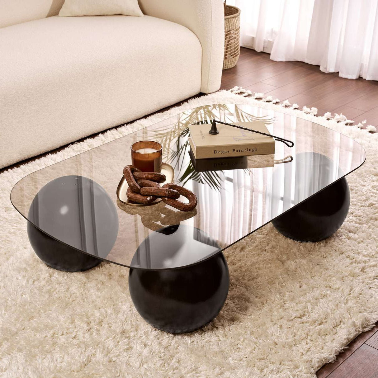 Evara coffee table 118x75x30 cm Black bronze Frosted glass 