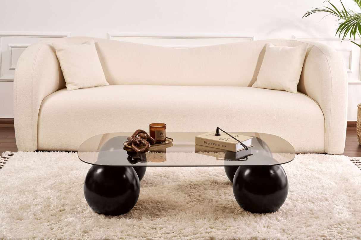 Evara coffee table 118x75x30 cm Black bronze Frosted glass 