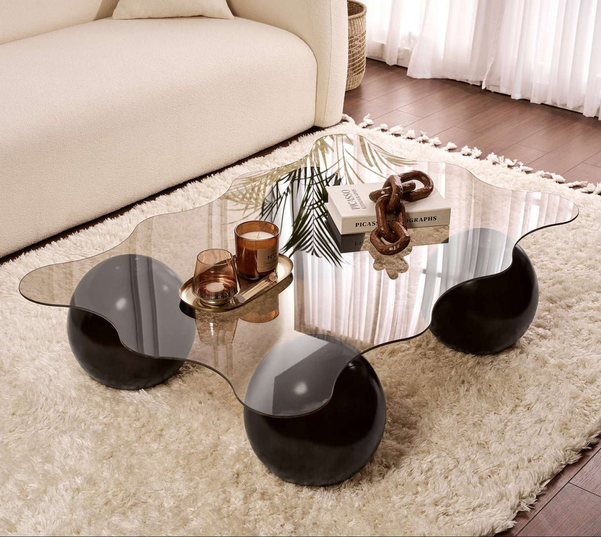 Coffee table Noxa Black Bronze 120x80 cm Tempered glass 