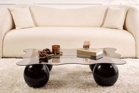 Noxa coffee table black and gray 120x80 cm Black Grey Tempered glass 