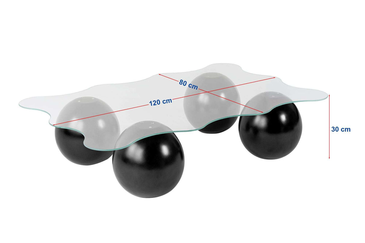 Noxa coffee table black and gray 120x80 cm Black Grey Tempered glass 