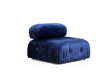 Banken - Modulaire XXL hoekbank Bubble met hocker - velvet blauw - Dimehouse