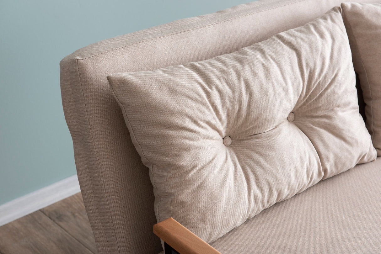 2-seater Sofa Bed Sando Fabric Cream 