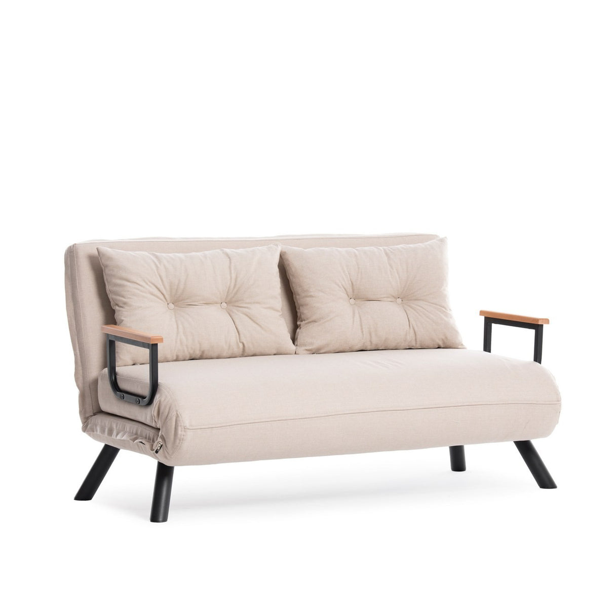 2-seater Sofa Bed Sando Fabric Cream 