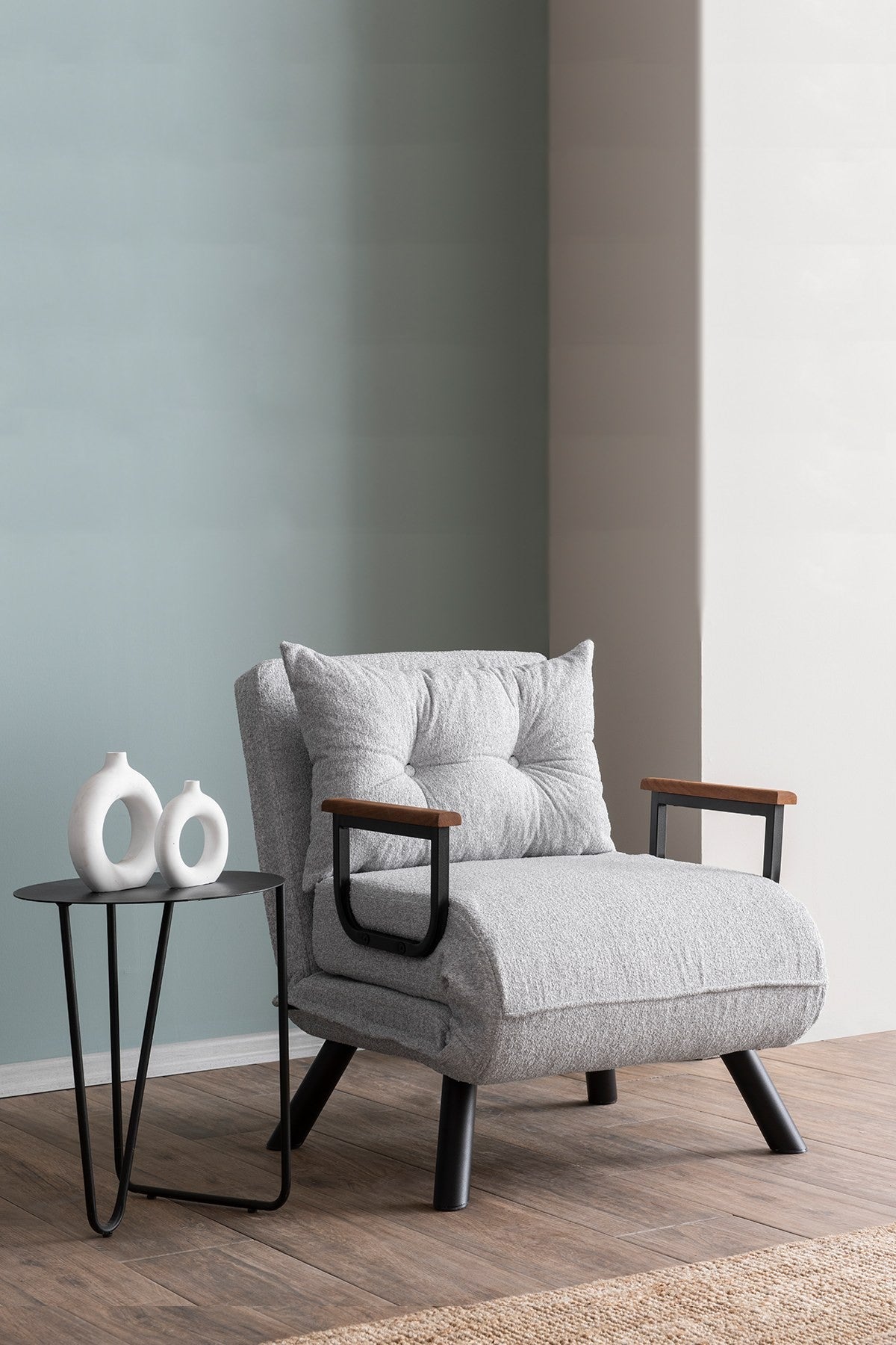 Sofa bed Sando Gray Teddy fabric 