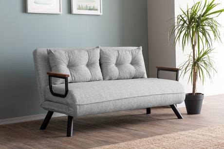 2-seater Sofa Bed Sando Gray Teddy Fabric 