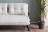 2-seater Sofa Bed Sando Cream Teddy Fabric 