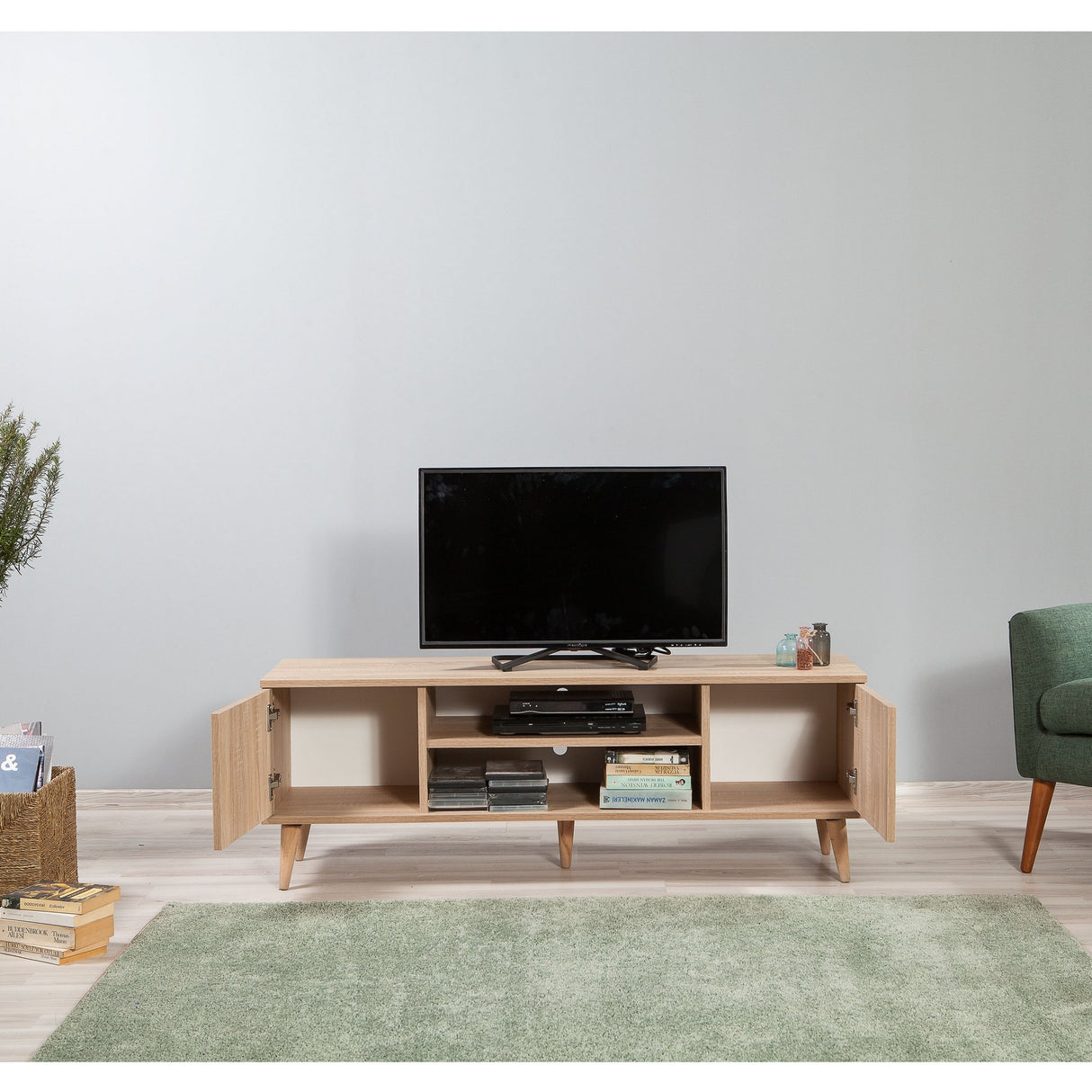 TV Meubels - TV Meubel Truva Sonoma Eik Melamine 140x50x40 cm - Dimehouse