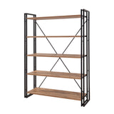 Boekenkasten - Industriële boekenkast dennenhout melamine zwart metaal Cosmo 130x180x35 cm - Dimehouse