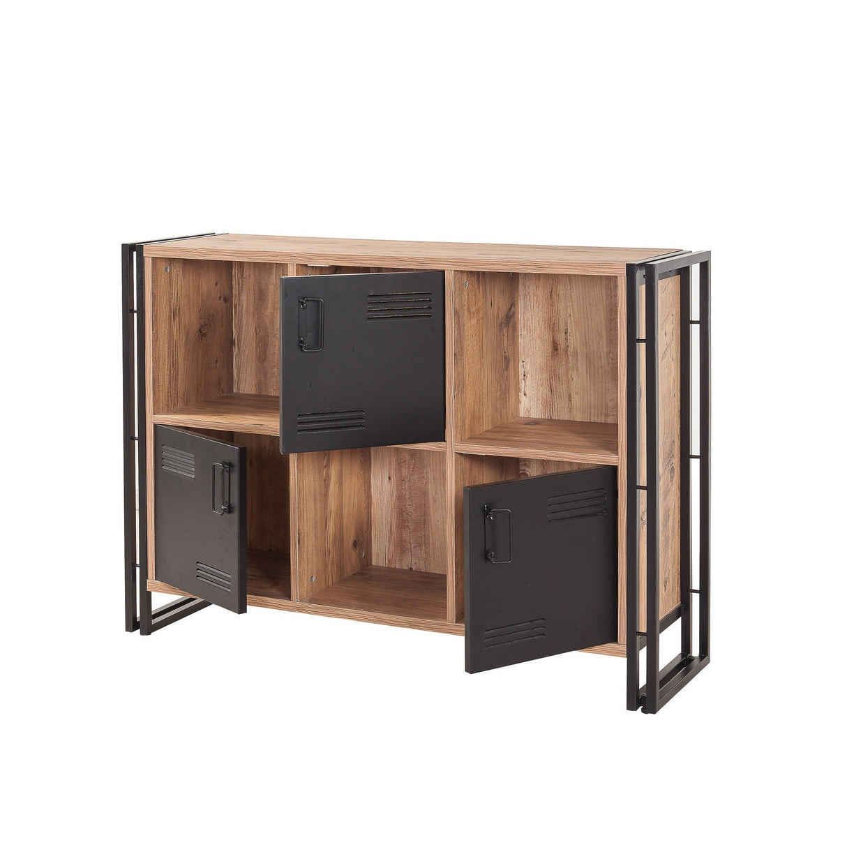 Boekenkasten - Boekenkast Cosmo Atlantisch Dennenhout Zwart Melamine 126x89x35 cm - Dimehouse