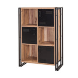 Boekenkasten - Industriële kast dennenhout melamine zwart metaal Cosmo 89x127x35 cm - Dimehouse