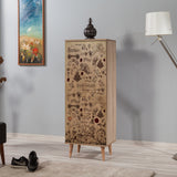 Shoe cabinets - Shoe cabinet Filinta Sonoma Oak Drawing Melamine 50x135x38 cm - Dimehouse