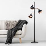 Floor lamp 3-light Black Copper Metal Grip 