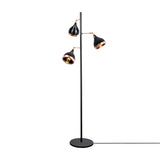 Floor lamp 3-light Black Copper Metal Grip 