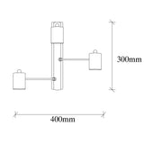 Wall lamp 3-light Black Metal Brisa 