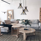 3-Light Pendant Lamp Tiered Black Metal Lyric 