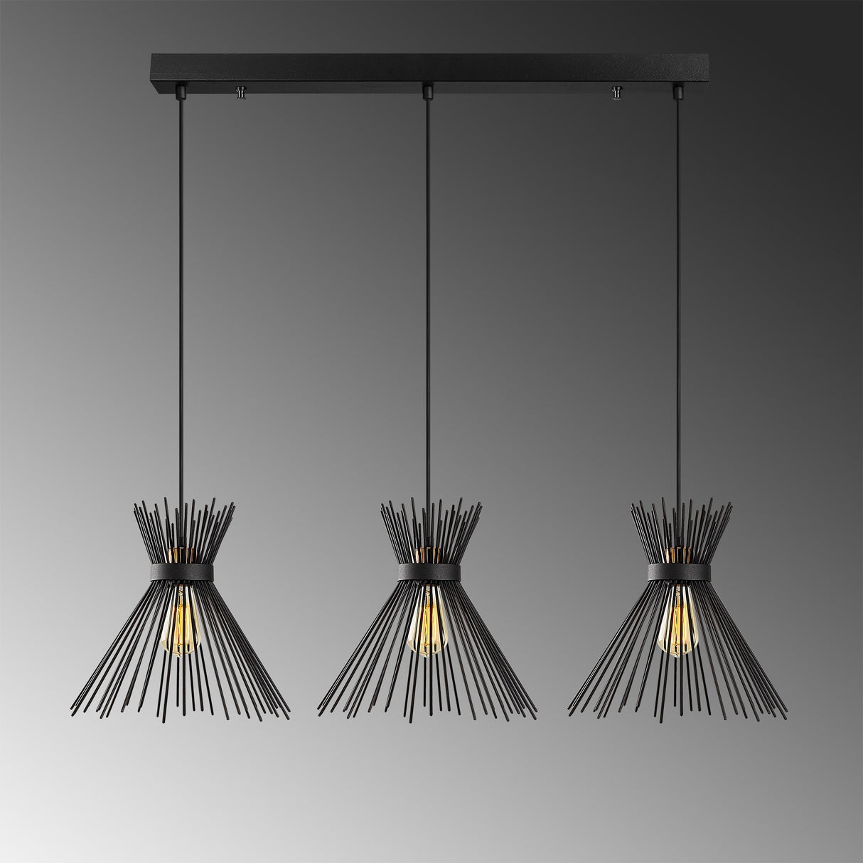 Pendant lamp 3-light Black Metal Lyric 