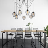 7-light Black Metal Predator Pendant Lamp 