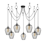 7-light Black Metal Predator Pendant Lamp 