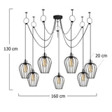 7-light Black Metal Predator Pendant Lamp 