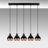 Pendant lamp 5-light Black Copper Metal Grip 