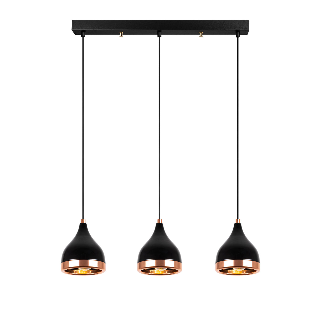 Pendant lamp 3-light Black Copper Metal Grip 