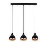 Pendant lamp 3-light Black Copper Metal Grip 