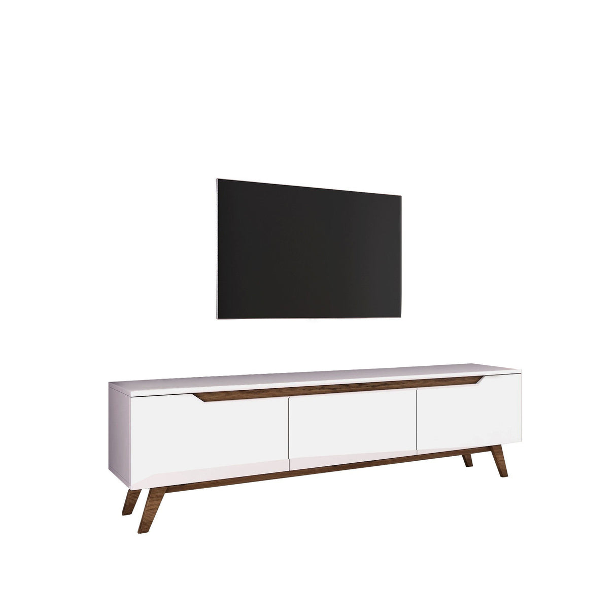 TV Furniture Osiris White Dark Walnut Melamine 180x48.6x35 cm