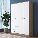 Wardrobe Aspen Walnut White Melamine 120x170x42.5 cm
