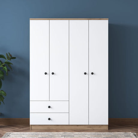 Wardrobe Aspen Walnut White Melamine 120x170x42.5 cm